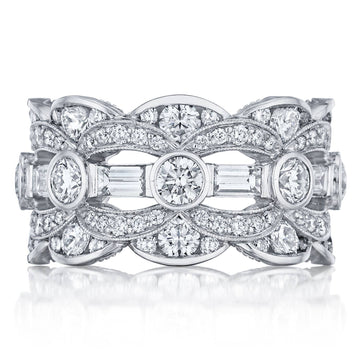 Round and Baguette Diamond Design Eternity Band